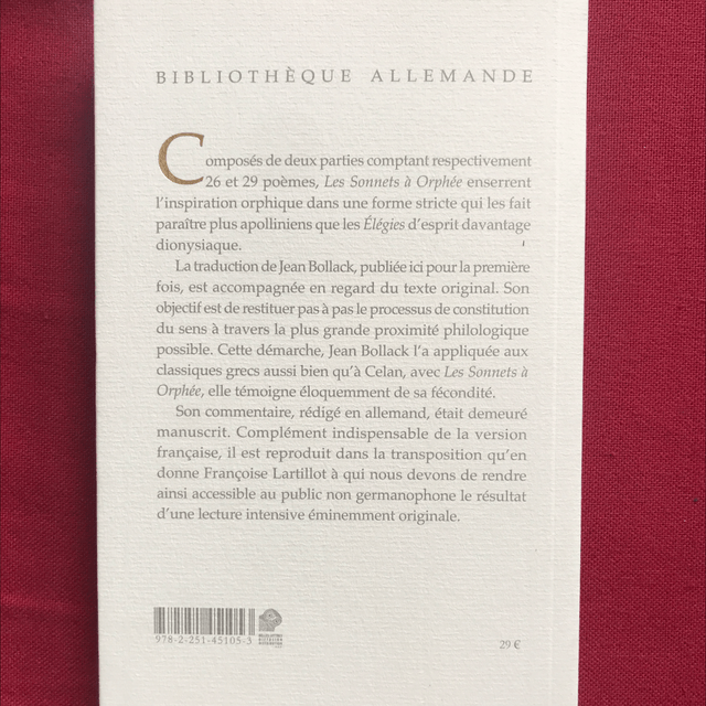RILKE Rainer Maria - Les sonnets à Orphée