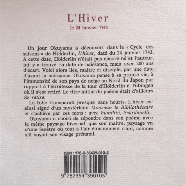 OKUYAMA Hisashi et SCHNEIDER Jean-Pierre - L’Hiver le 24 janvier 1743