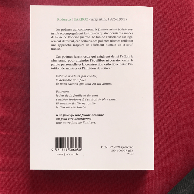 JUARROZ Roberto - quatorzième poésie verticale (bilingue)