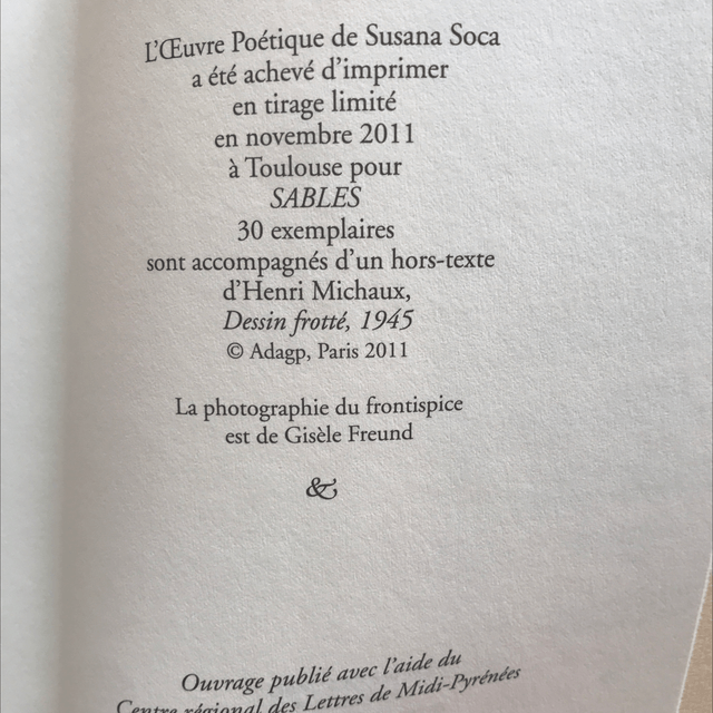 SOCA Susana - Œuvre poétique 