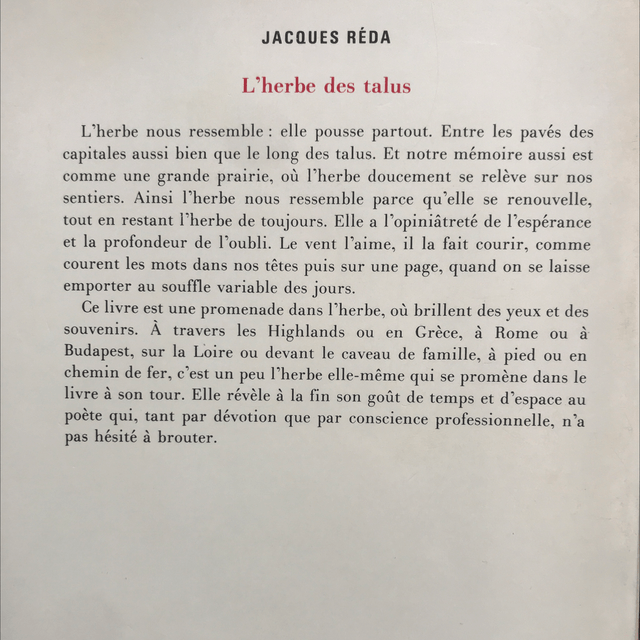 RÉDA Jacques - L’herbe des talus