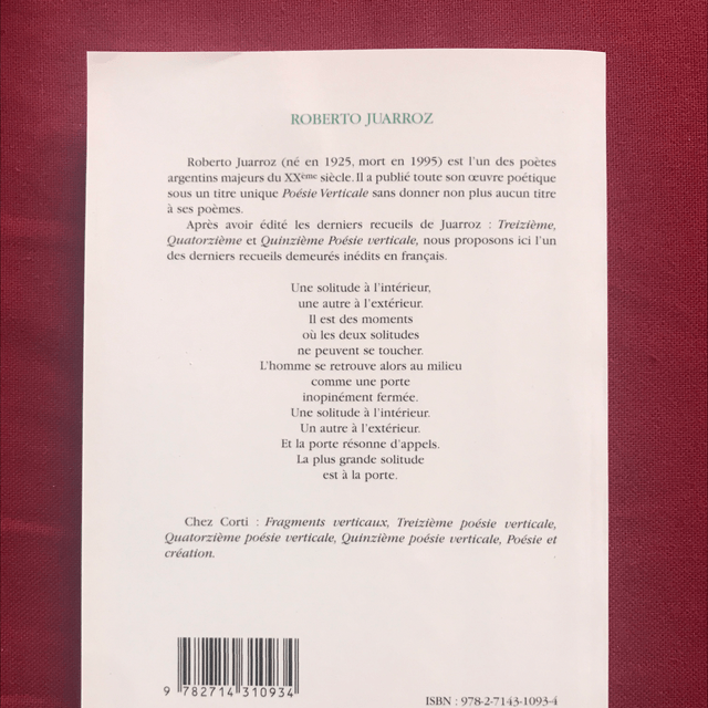 JUARROZ Roberto - dixième poésie verticale (bilingue)